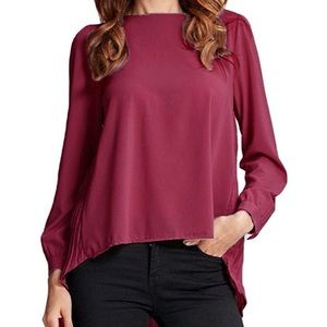 Long Sleeve Blouse With Pleated Back